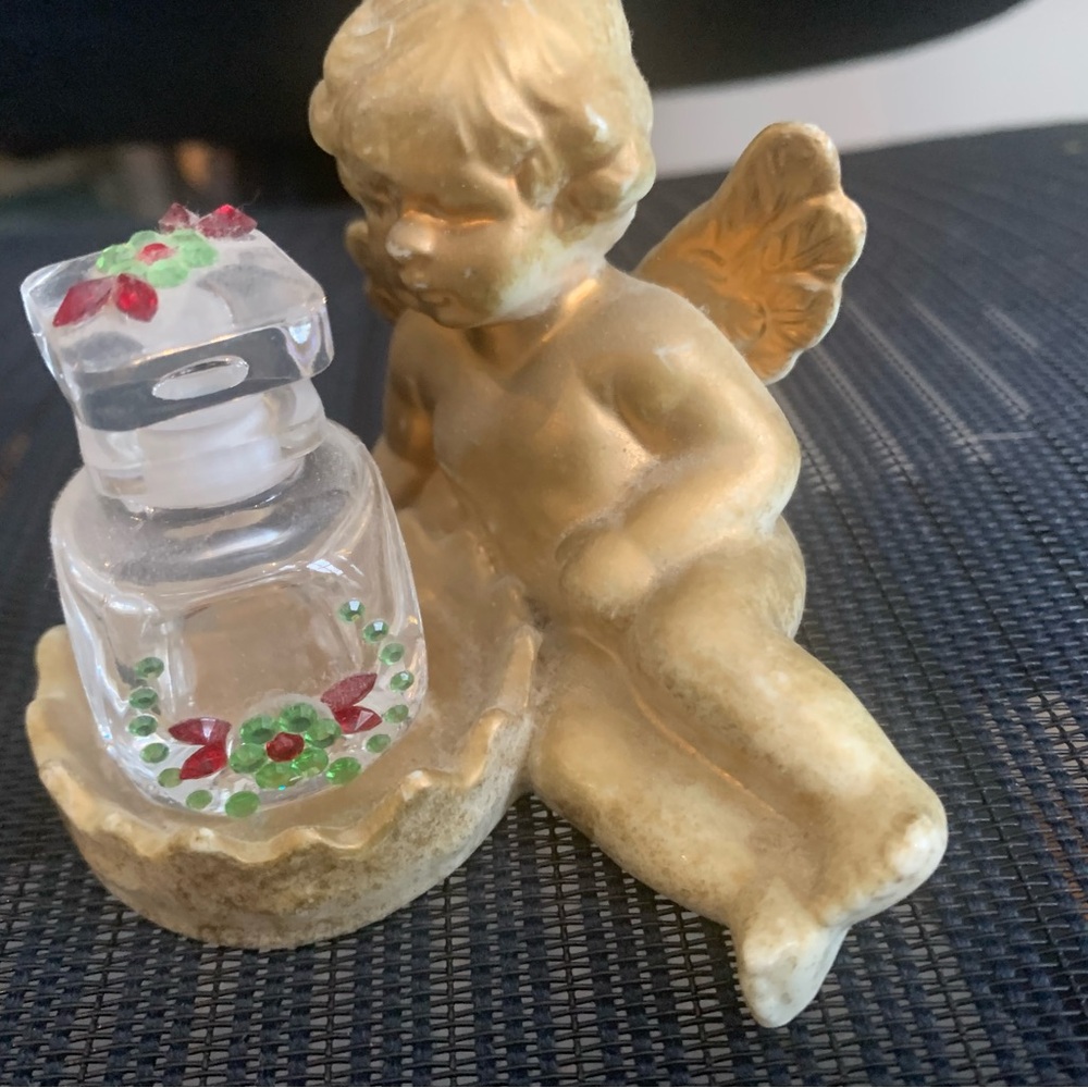 2 Porcelain Angels w/Crystal Embellished Vessels-France!